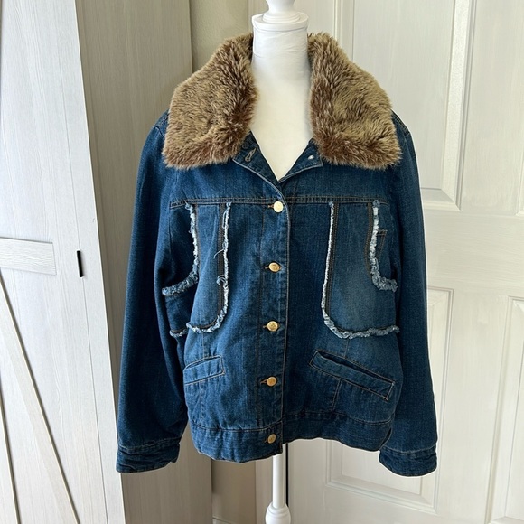 Dollhouse Removable Fur Denim Jacket Sz 2X - Picture 1 of 16